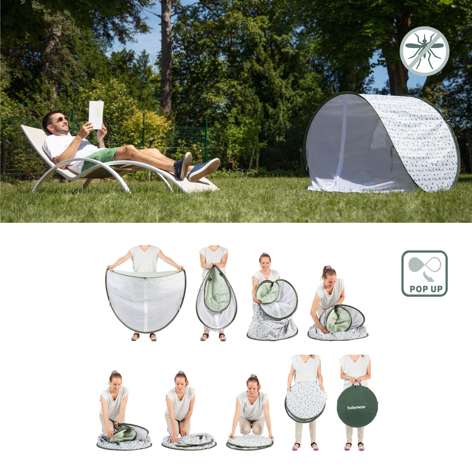 Babymoov UV-tent - Groen - Provence - UV-tent - MamaMilla