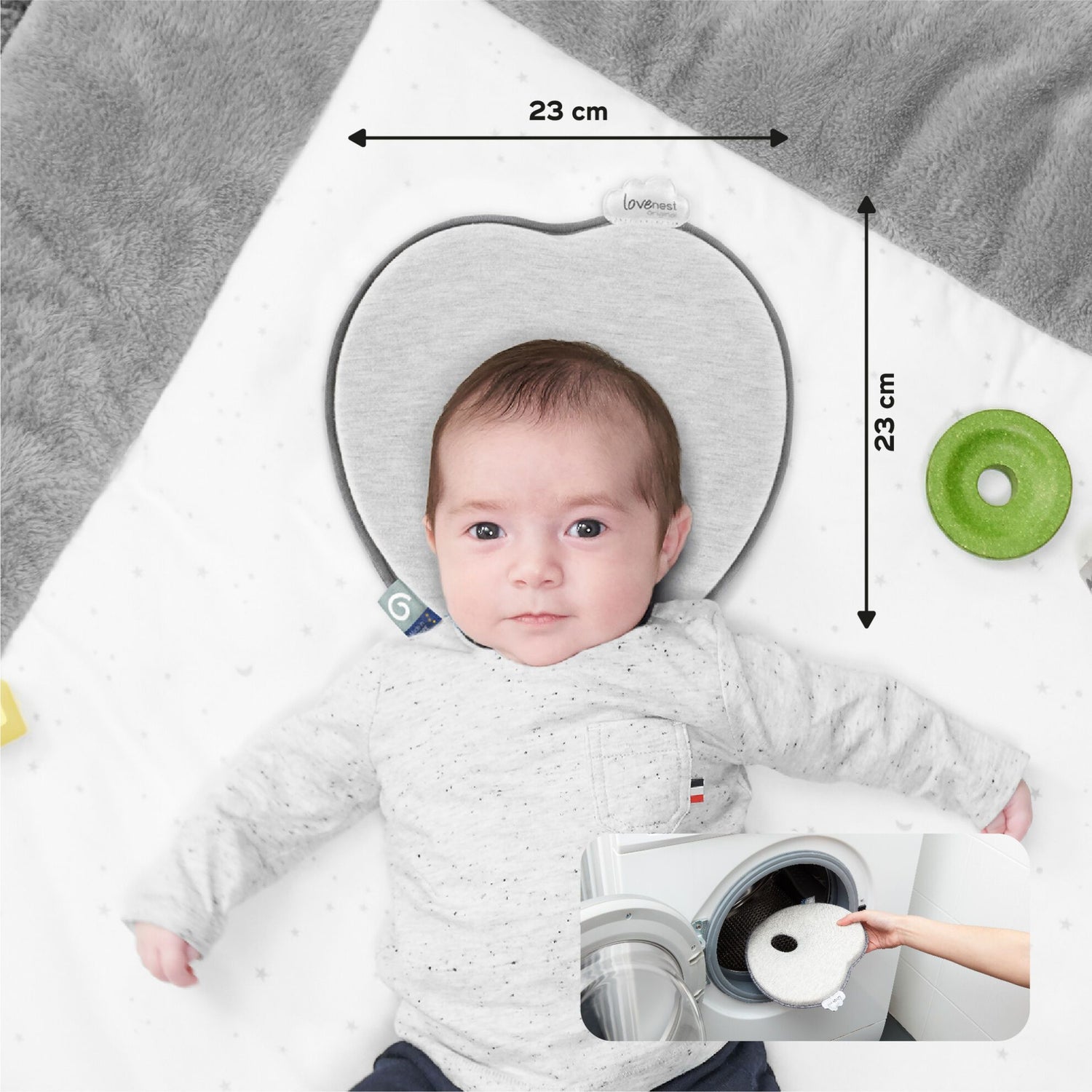 Babymoov Ergonomisch Babykussen (Loverest) - Grijs (0-4m) - Babyhoofdkussen - MamaMilla
