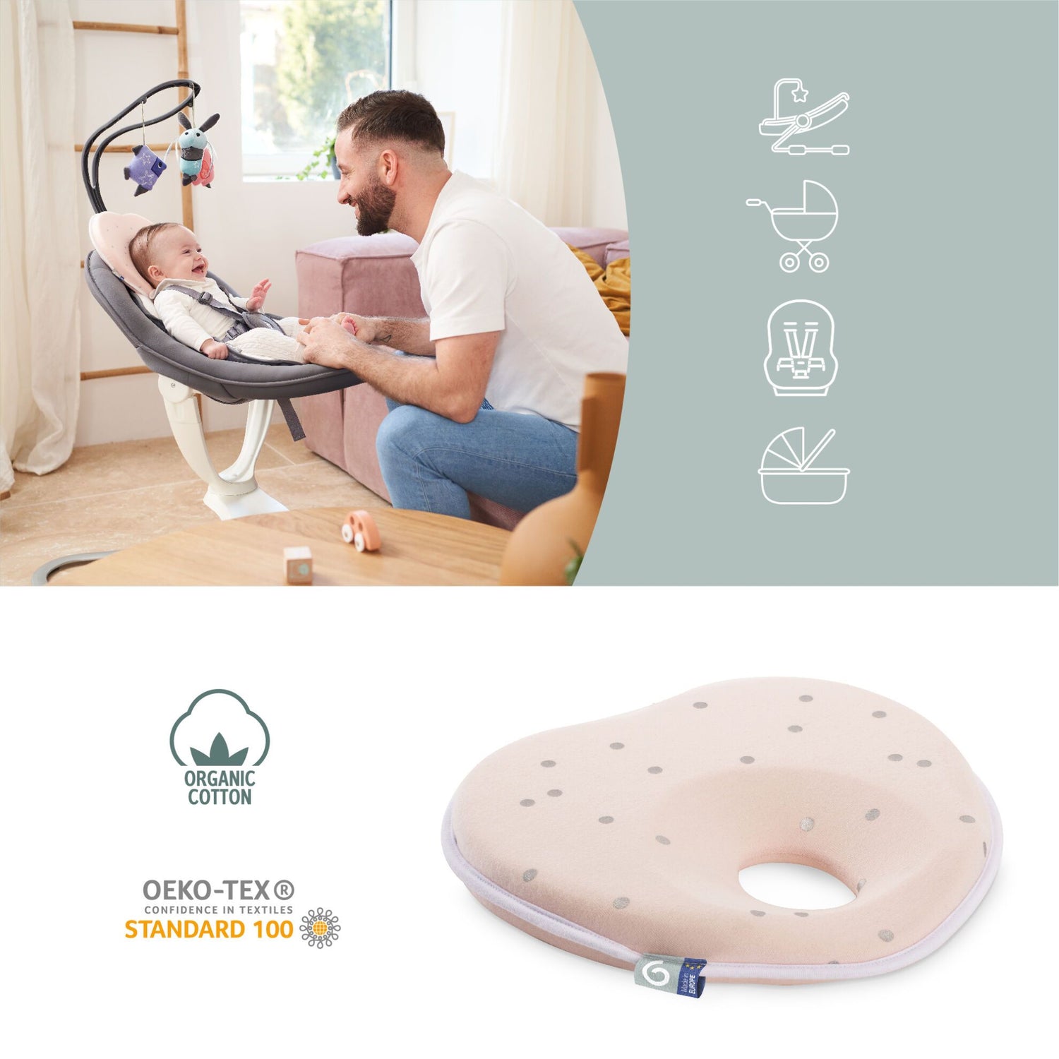Babymoov Ergonomisch Babykussen (Loverest) - Roze (0-4m) - Babyhoofdkussen - MamaMilla