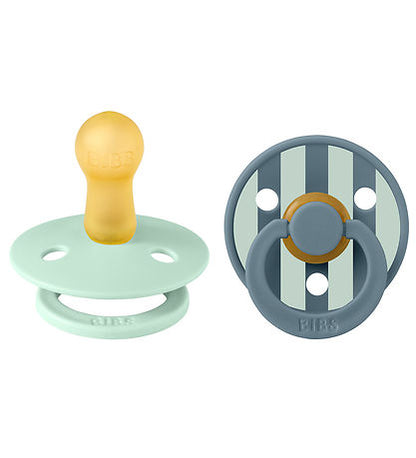 BIBS Studio Colour ronde speen maat 2, latex – Nordic Mint/Petrol (2-pack)
