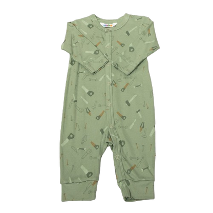 Joha nachtjapon in bamboe - Oudgroen met gereedschap - Nachtkleding - MamaMilla