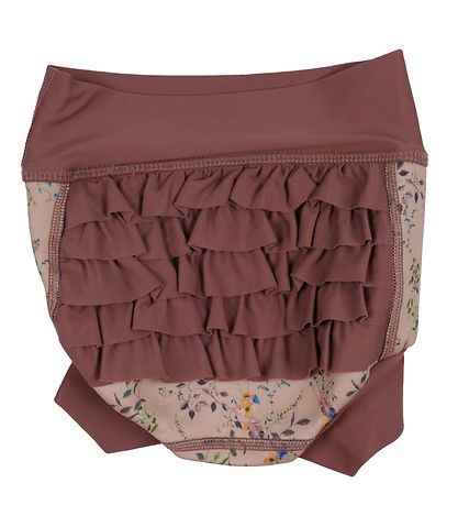 Mikk-line neopreen luierbroekje - Bloemen - Nougat - Zwemkleding - MamaMilla