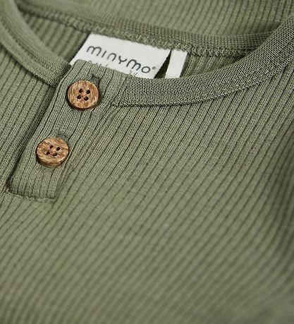 Minymo Body in Rib - Diep Lichen Groen - Body - MamaMilla