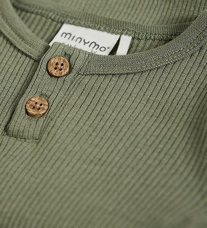 Minymo Body in Rib - Diep Lichen Groen - Body - MamaMilla
