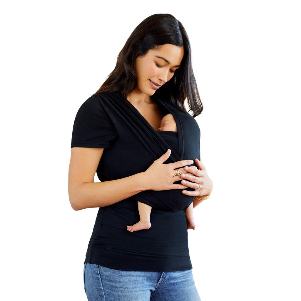 Moby Top met ondersteuning en Wrap t-shirt Bump &amp; Beyond - Zwart - Stretch wrap - MamaMilla
