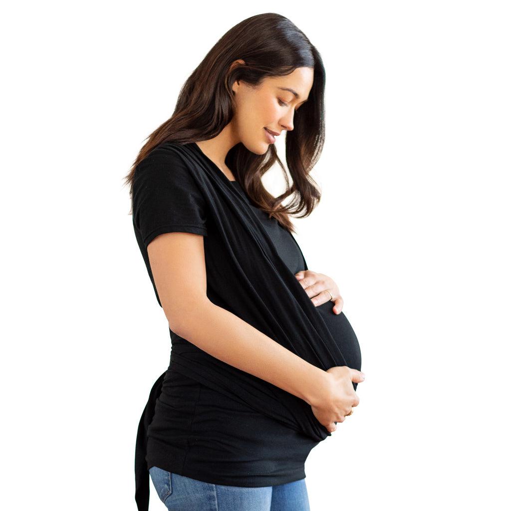 Moby Top met ondersteuning en Wrap t-shirt Bump &amp; Beyond - Zwart - Stretch wrap - MamaMilla