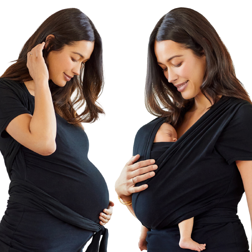 Moby Top met ondersteuning en Wrap t-shirt Bump &amp; Beyond - Zwart - Stretch wrap - MamaMilla