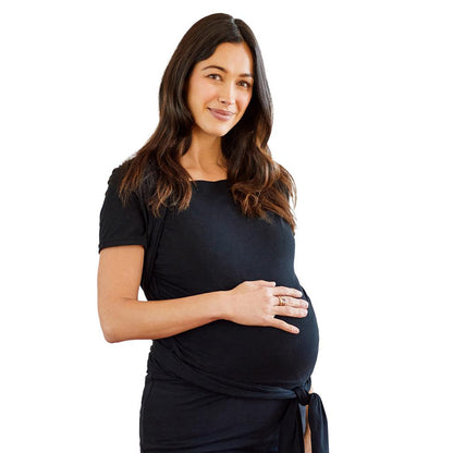 Moby Top met ondersteuning en Wrap t-shirt Bump &amp; Beyond - Zwart - Stretch wrap - MamaMilla