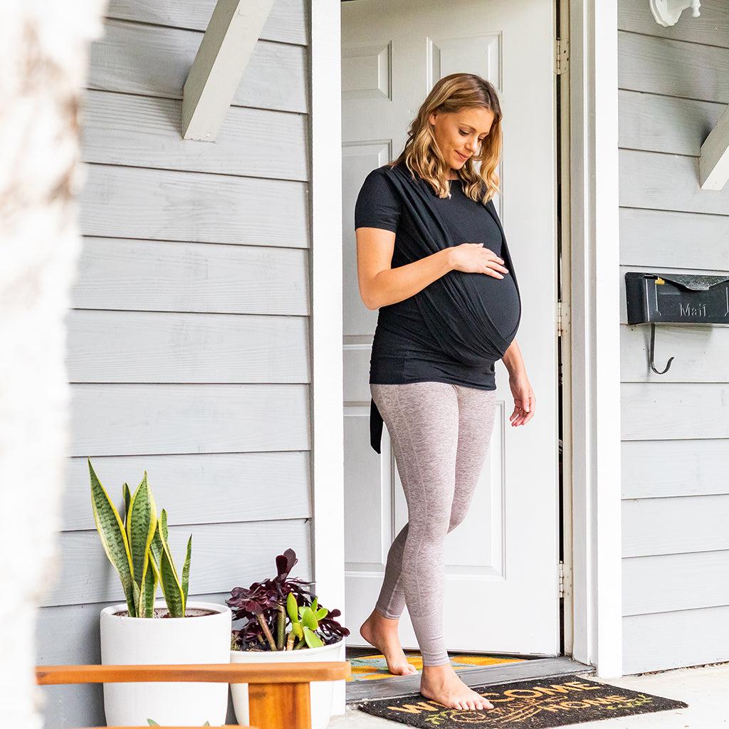 Moby Top met ondersteuning en Wrap t-shirt Bump &amp; Beyond - Zwart - Stretch wrap - MamaMilla