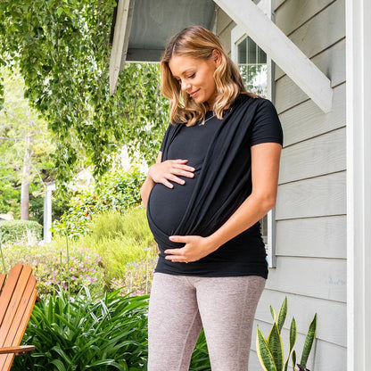 Moby Top met ondersteuning en Wrap t-shirt Bump &amp; Beyond - Zwart - Stretch wrap - MamaMilla
