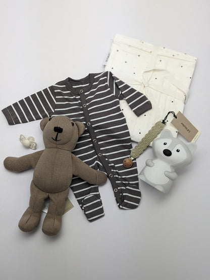Joha katoenen nachtjapon met voetjes - Strepen - Beige/crème - Nachtkleding - MamaMilla