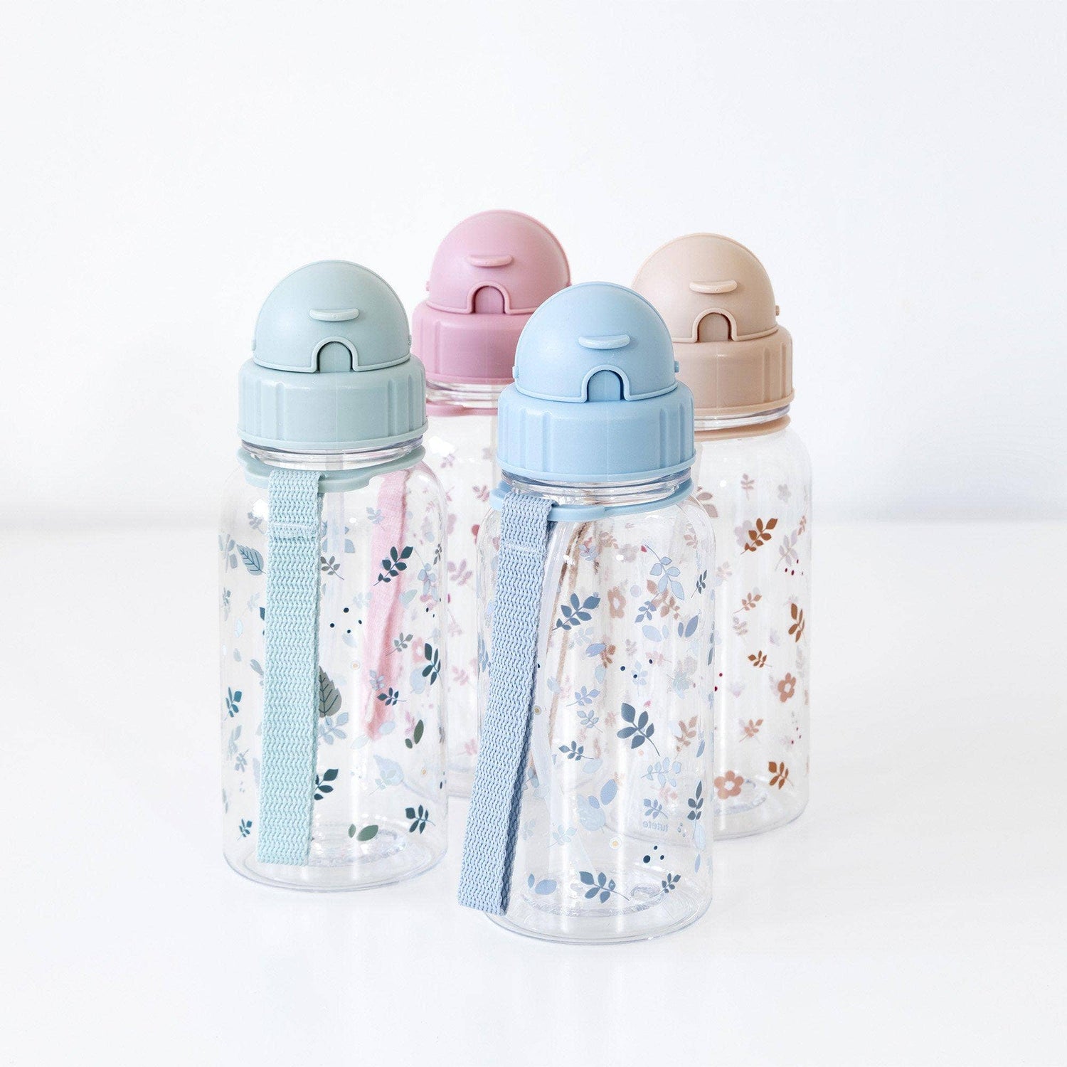 Drinkfles met uitloop in tritan kunststof - 500 ml - Leaves Blue - Kunststof drinkfles - MamaMilla