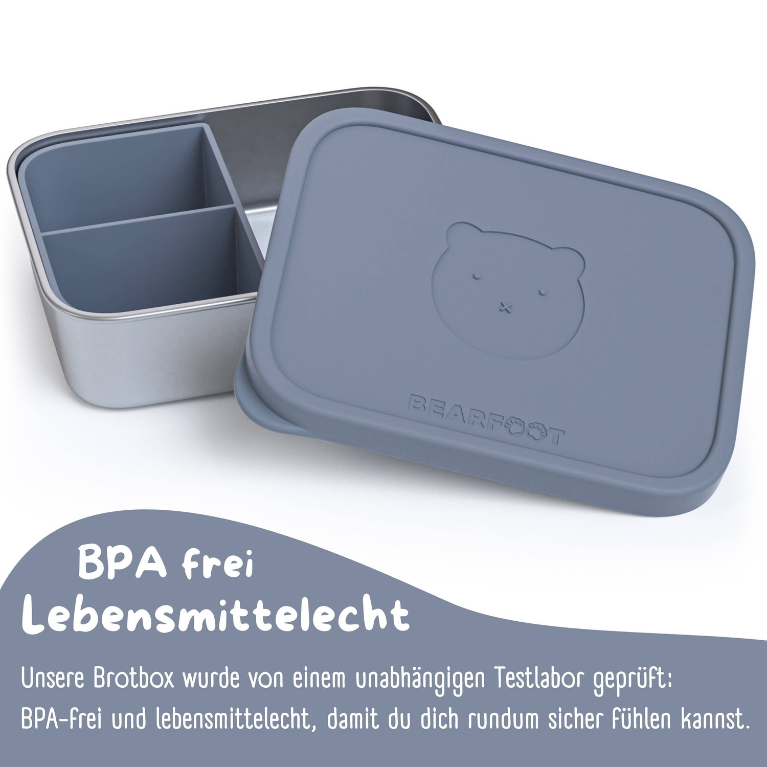 BEARFOOT Bento Stalen Lunchbox Met 4/6 Vakken (verstelbaar) - Blauw: 700 ml - Lunchbox - MamaMilla