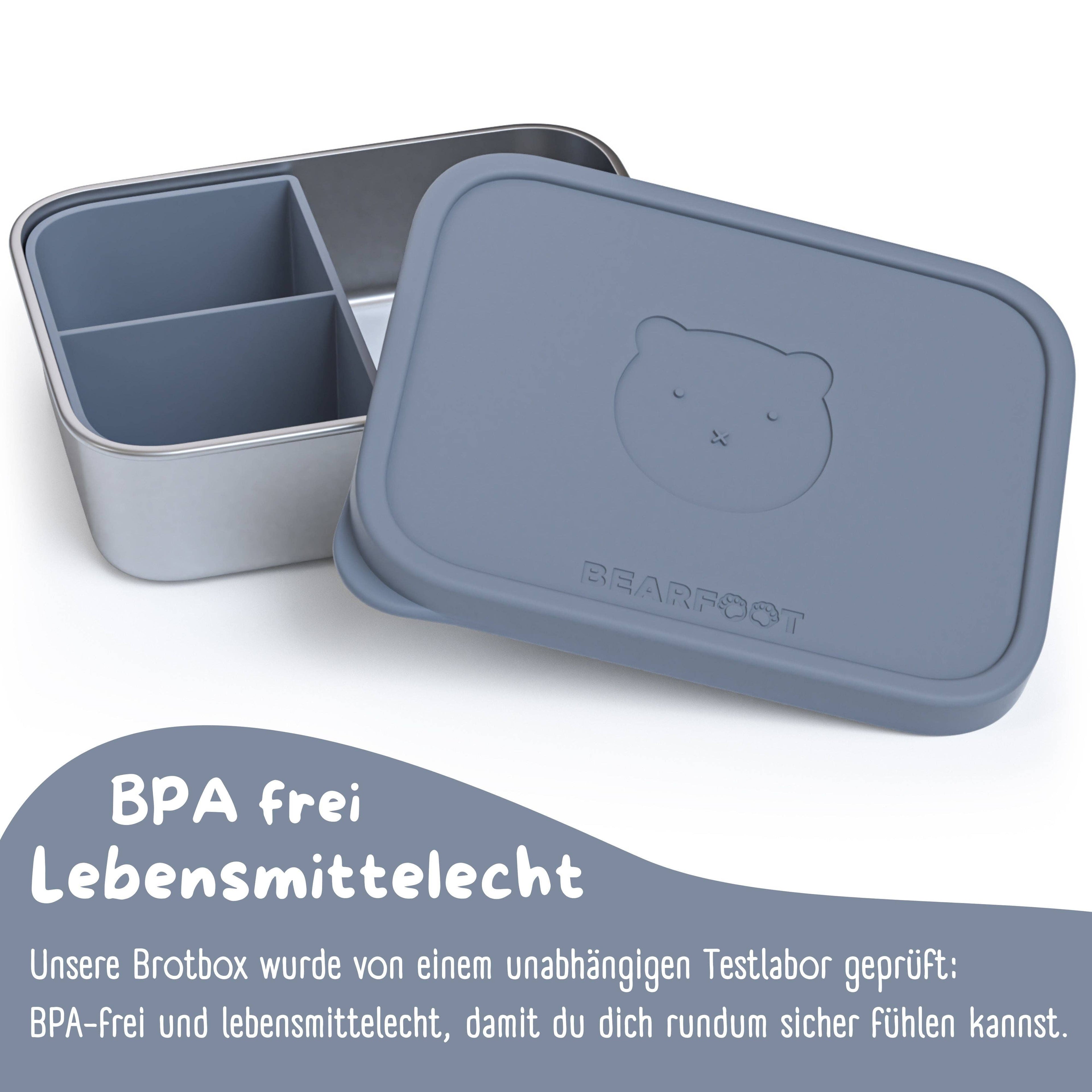 BEARFOOT Bento Stalen Lunchbox Met 4/6 Vakken (verstelbaar) - Blauw: 700 ml - Lunchbox - MamaMilla