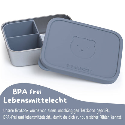 BEARFOOT Bento Stalen Lunchbox Met 4/6 Vakken (verstelbaar) - Blauw: 700 ml - Lunchbox - MamaMilla