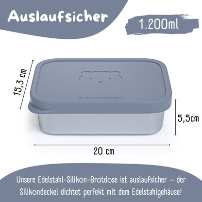BEARFOOT Bento Stalen Lunchbox Met 4/6 Vakken (verstelbaar) - Blauw: 700 ml - Lunchbox - MamaMilla