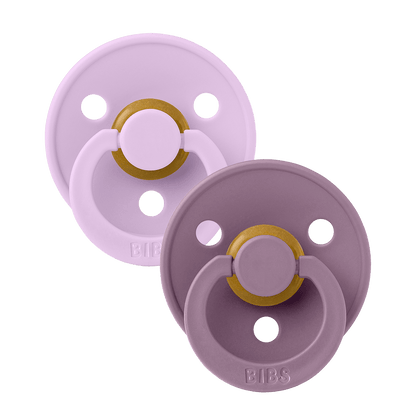 BIBS Colour ronde speen maat 2, latex – Violet Sky/Mauve (2-pack) - MamaMilla
