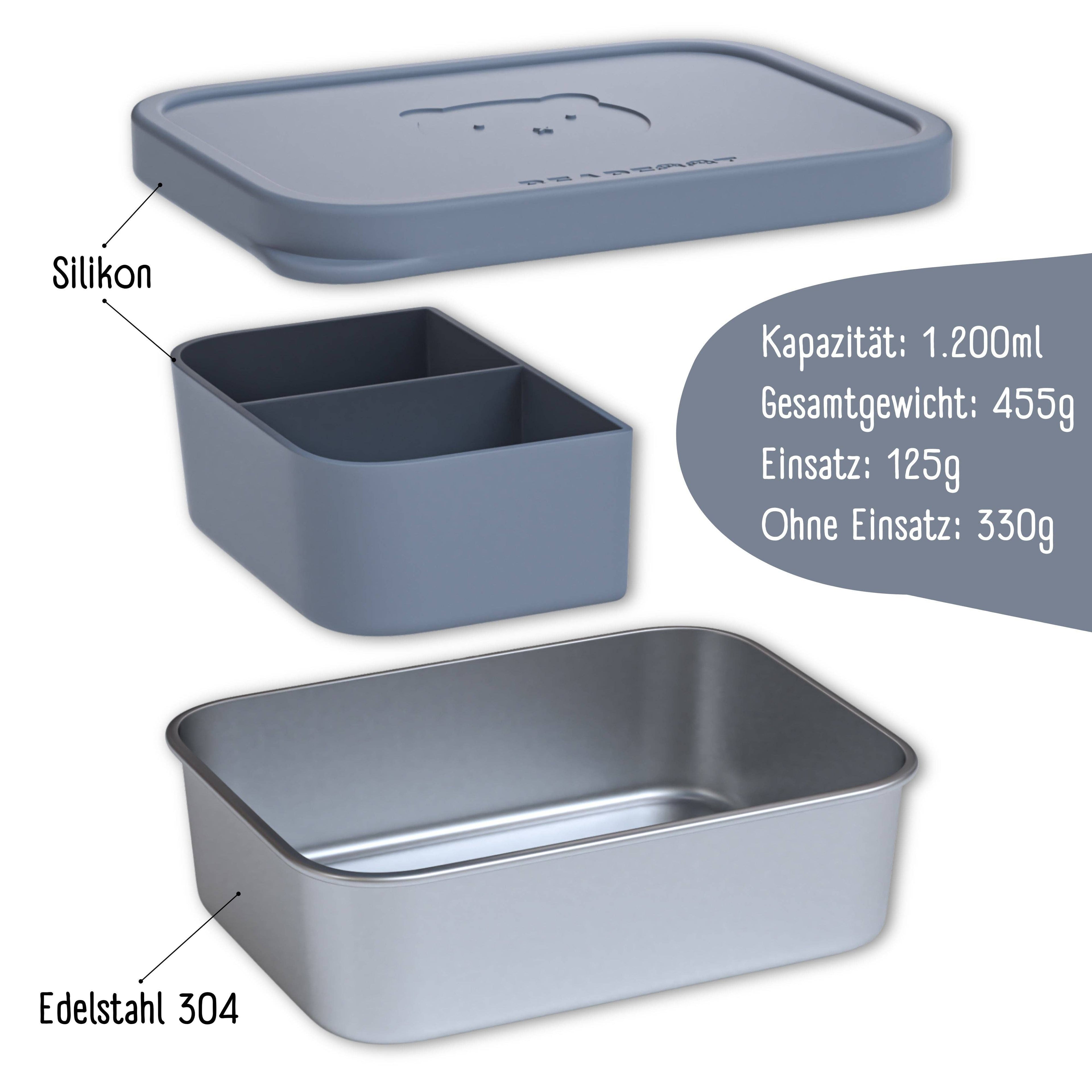 BEARFOOT Bento Stalen Lunchbox Met 4/6 Vakken (verstelbaar) - Blauw: 700 ml - Lunchbox - MamaMilla