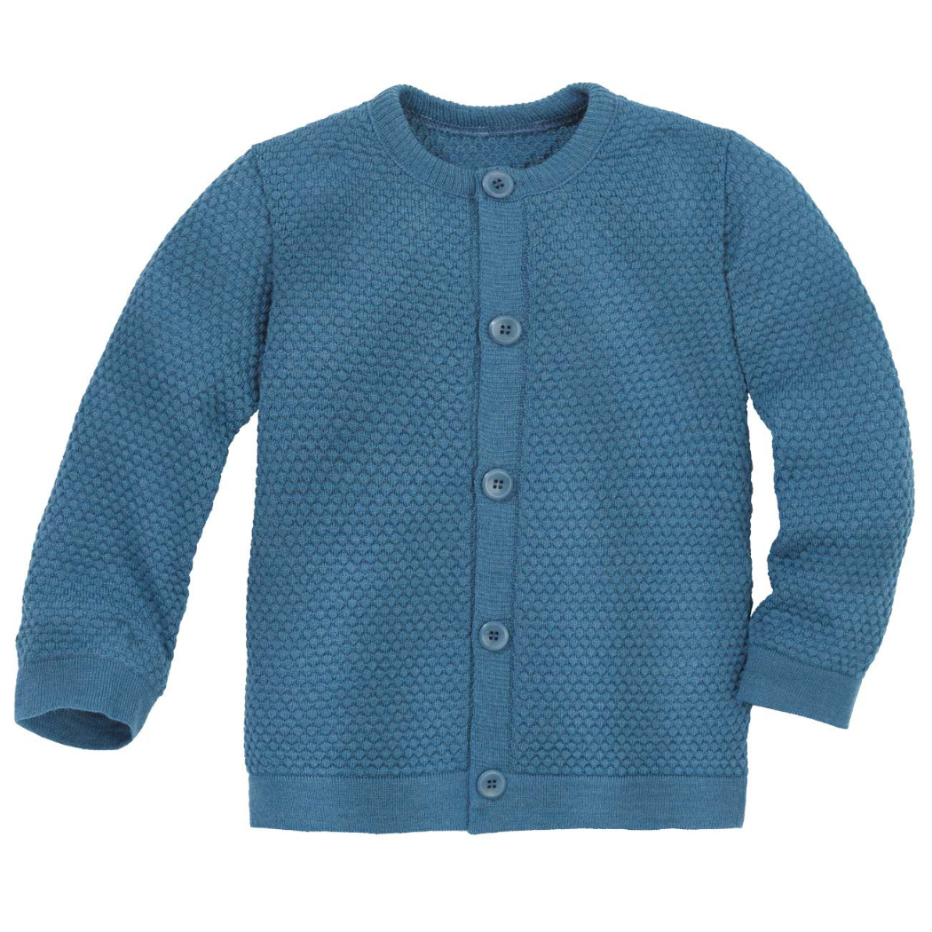 Disana vest in wafelbreisel – merinowol – duifblauw