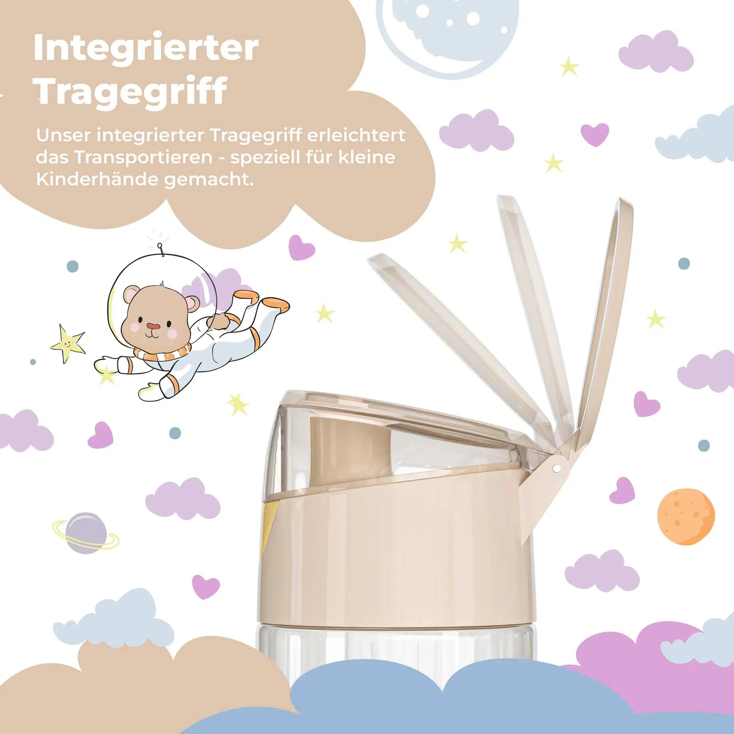 BEARFOOT Lichtgewicht drinkfles met handvat en gemakkelijk te openen - 450 ml - Safari Friends - Plastic drinkfles - MamaMilla