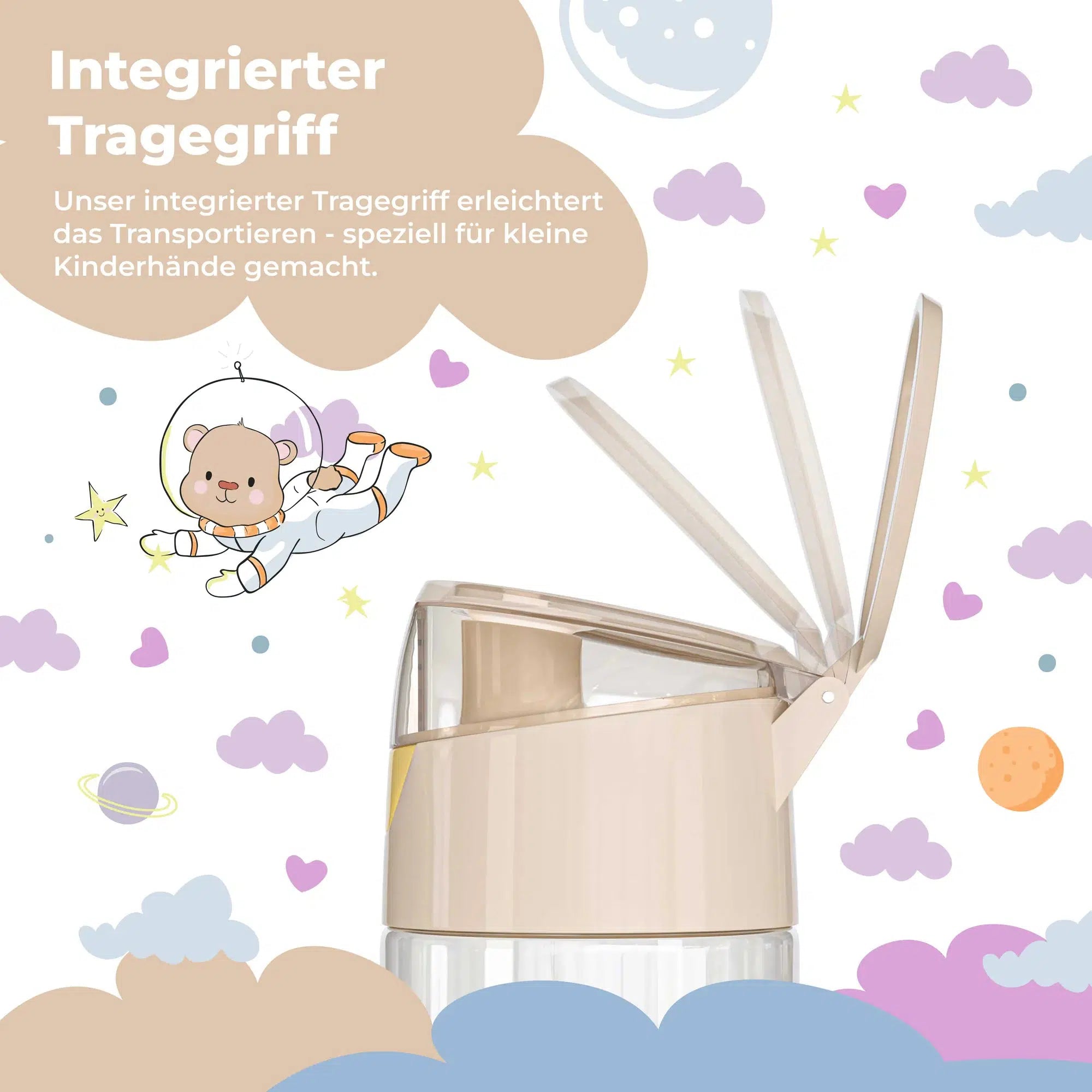 BEARFOOT Lichtgewicht drinkfles met handvat en gemakkelijk te openen - 450 ml - Safari Friends - Plastic drinkfles - MamaMilla