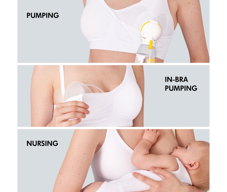 Medela Comfortabele 3-in-1 voedings- en kolfbeha, wit, maat M - MamaMilla