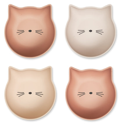 Liewood Filiz Snack Bowl 4-Pack - Cat Tuscany Rose Multi Mix