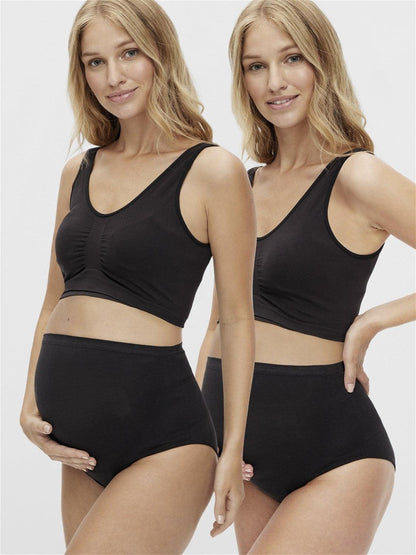 Mamalicious 2-pack biologische zwangerschapsslipjes Heal - Zwart - Zwangerschapskleding - MamaMilla