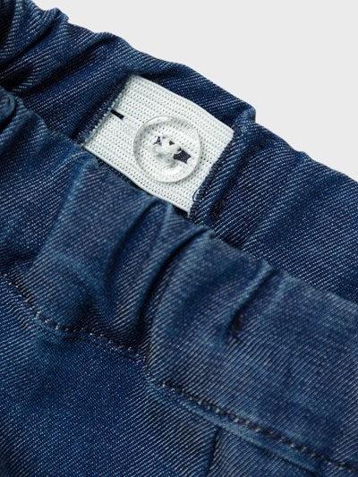 Name it zachte baggy jeans met ruches/borduurwerk - Bella - Donkerblauw Denim - Broek - MamaMilla