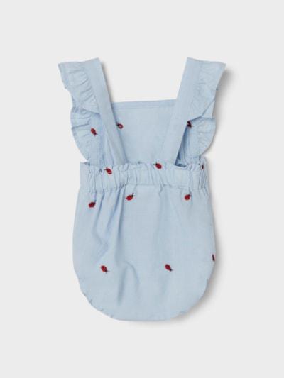 Name it Romper met borduursel - Ferilla - Lieveheersbeestjes - Chambray Blauw - Jumpsuit - MamaMilla