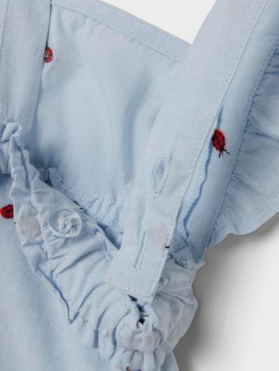 Name it Romper met borduursel - Ferilla - Lieveheersbeestjes - Chambray Blauw - Jumpsuit - MamaMilla