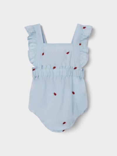 Name it Romper met borduursel - Ferilla - Lieveheersbeestjes - Chambray Blauw - Jumpsuit - MamaMilla