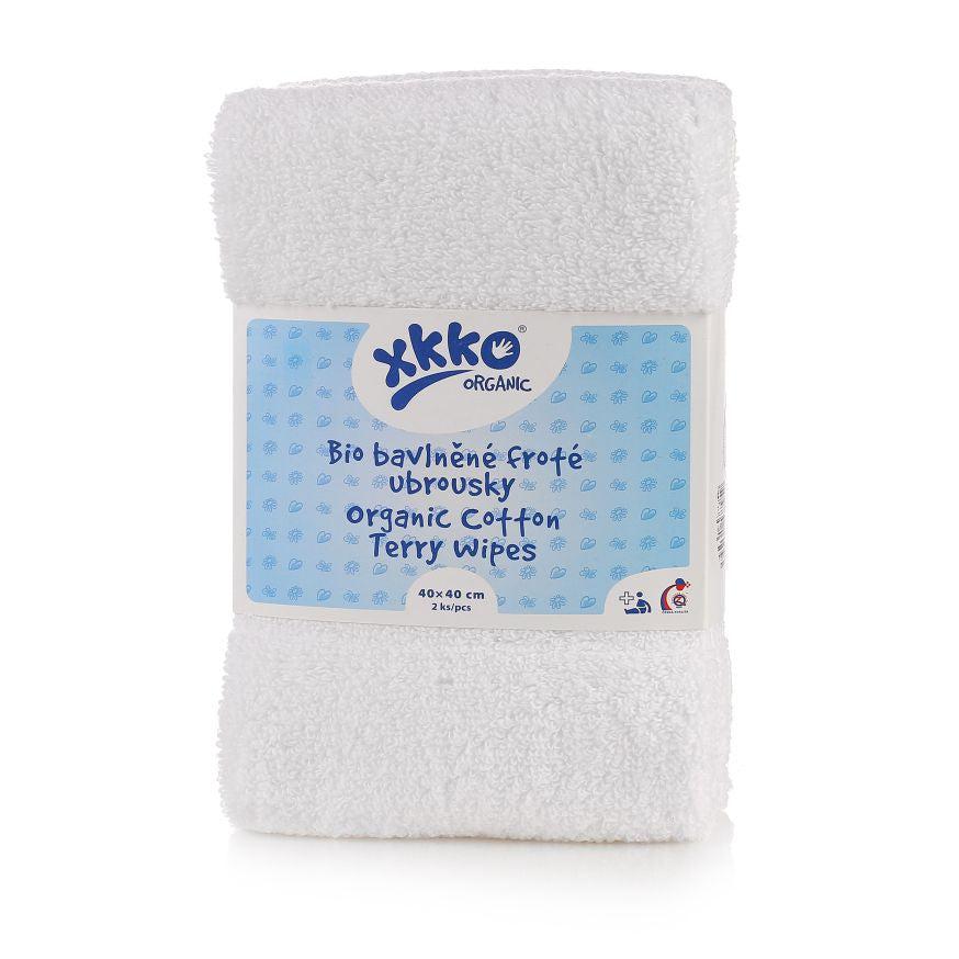 XKKO Washandje/handdoek in biologische katoenen badstof - 40x40 cm - 2 stuks - Wit - Washandjes - MamaMilla
