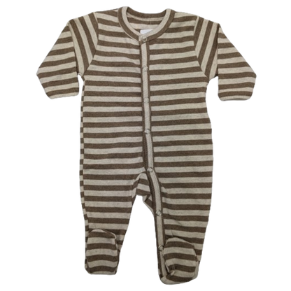 Joha katoenen nachtjapon met voetjes - Strepen - Beige/crème - Nachtkleding - MamaMilla