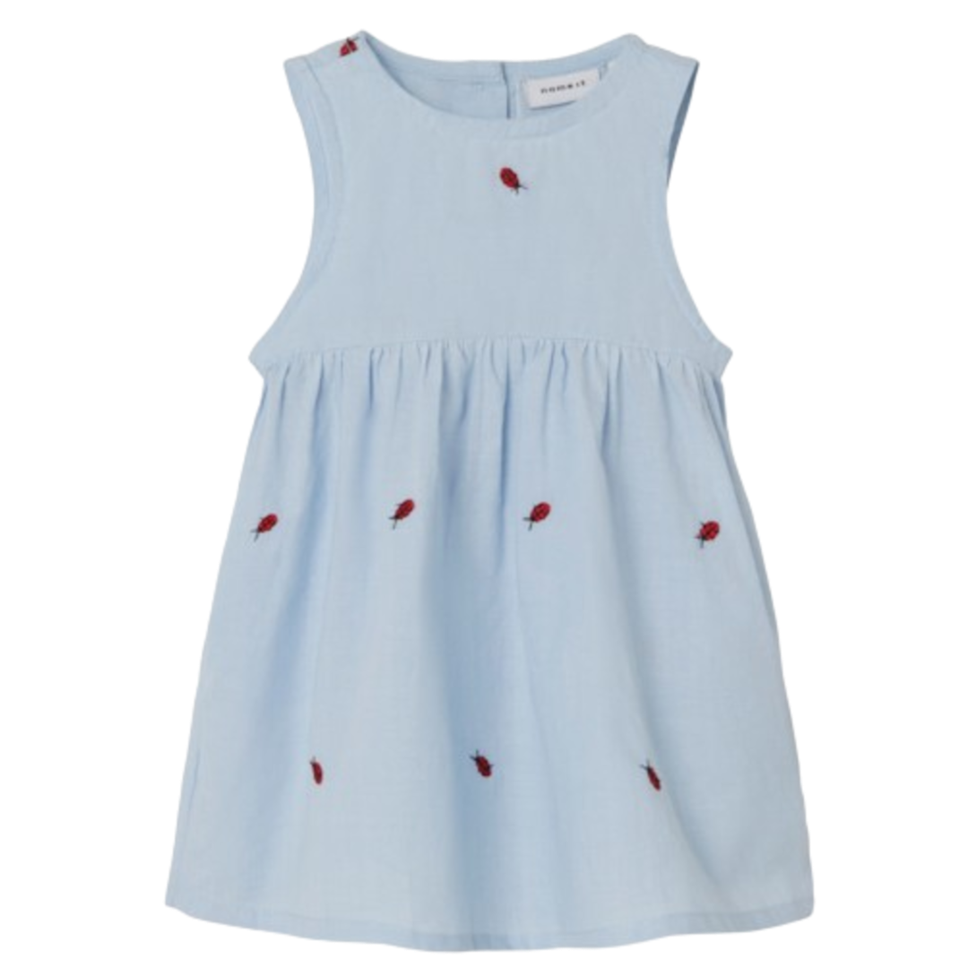 Name it Spencer Jurk - Ferilla - Ladybird - Chambray Blauw - Jurk - MamaMilla
