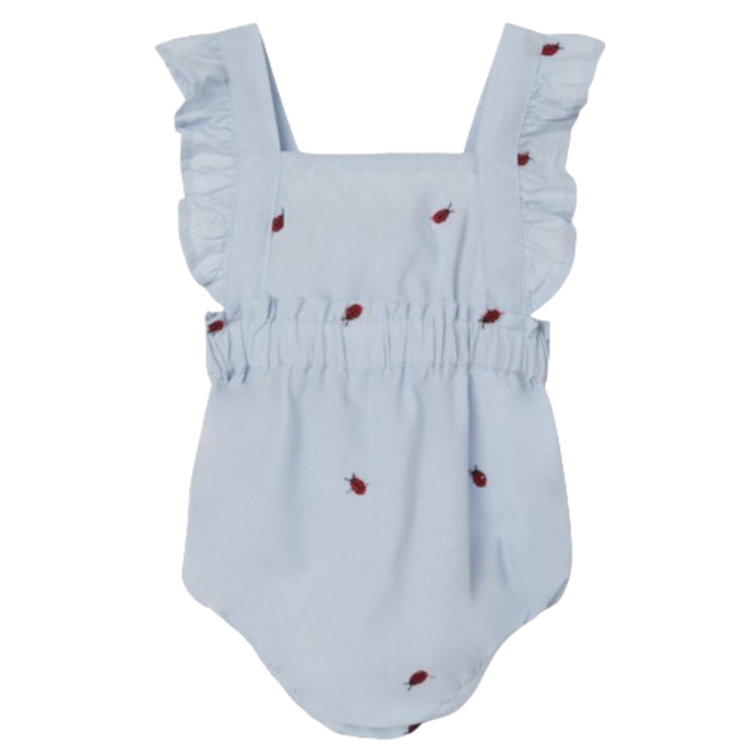 Name it Romper met borduursel - Ferilla - Lieveheersbeestjes - Chambray Blauw - Jumpsuit - MamaMilla