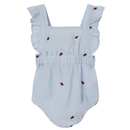 Name it Romper met borduursel - Ferilla - Lieveheersbeestjes - Chambray Blauw - Jumpsuit - MamaMilla