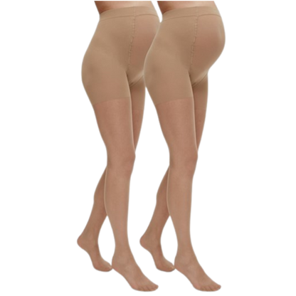 Mamalicious steunkousen nylon (30 den) 2-pack - Sabrina - Tan - zwangerschapskleding - MamaMilla