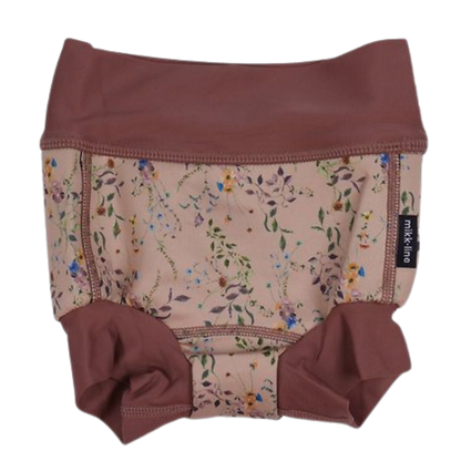 Mikk-line neopreen luierbroekje - Bloemen - Nougat - Zwemkleding - MamaMilla