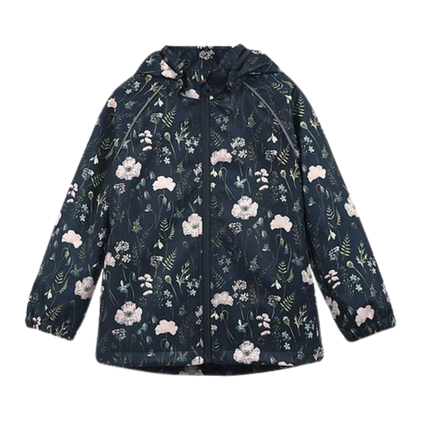 Minymo Softshell jas - Bloemen - Blue Nights - softshell - kind - MamaMilla
