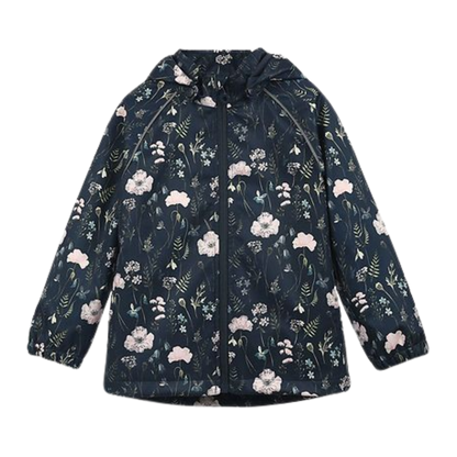 Minymo Softshell jas - Bloemen - Blue Nights - softshell - kind - MamaMilla