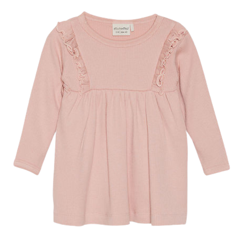 Minymo Ribjurk - Mahogany Rose - Jurk - MamaMilla