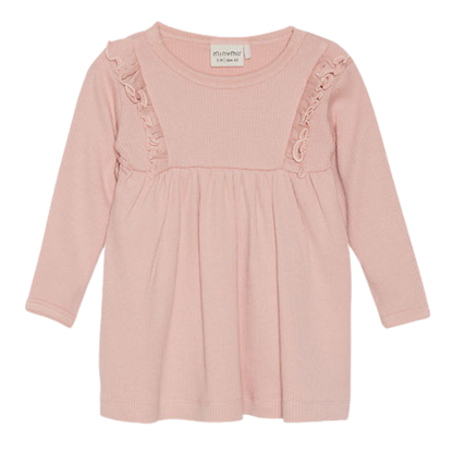 Minymo Ribjurk - Mahogany Rose - Jurk - MamaMilla