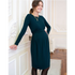 Seraphine zwangerschapsjurk met lange mouwen - Peachey - Emerald - Voedingskleding - MamaMilla