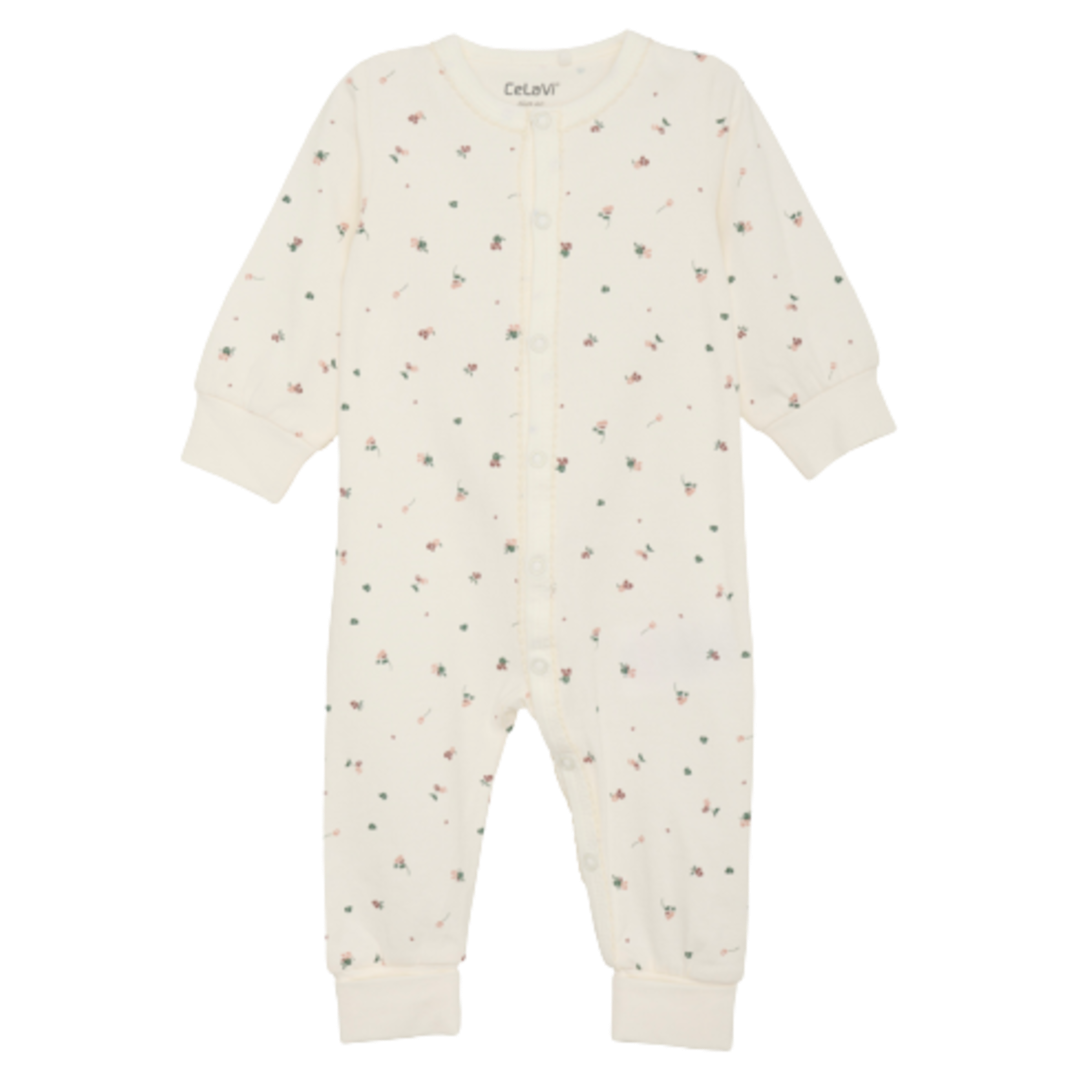 Celavi Onesie kanten rand - Bloemen - Rose Brown - Onesie - MamaMilla