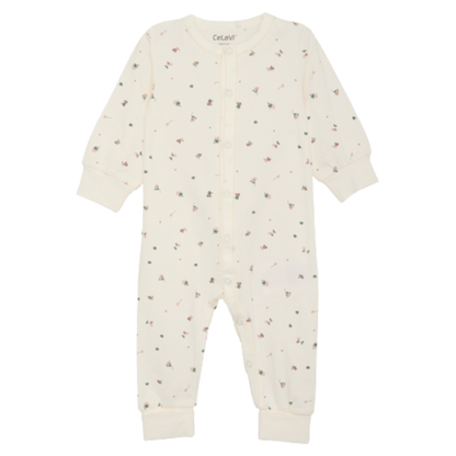 Celavi Onesie kanten rand - Bloemen - Rose Brown - Onesie - MamaMilla