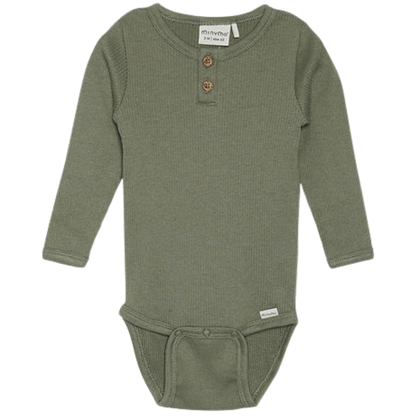 Minymo Body in Rib - Diep Lichen Groen - Body - MamaMilla