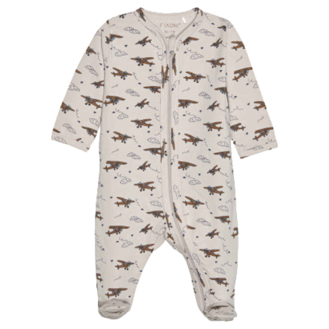 Fixoni jumpsuit/nachtpak met voetjes - Vliegtuigen - India Inkt - Jumpsuit - MamaMilla