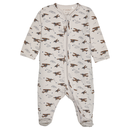 Fixoni jumpsuit/nachtpak met voetjes - Vliegtuigen - India Inkt - Jumpsuit - MamaMilla