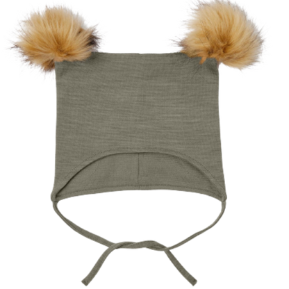 Name it Muts van wol met Pom Pom - Wuppo - Vetiver - Babymutsje - MamaMilla